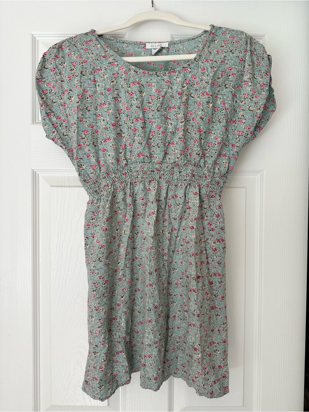 dELiA*s Mint Green Floral Smocked-Waist Mini Dress
